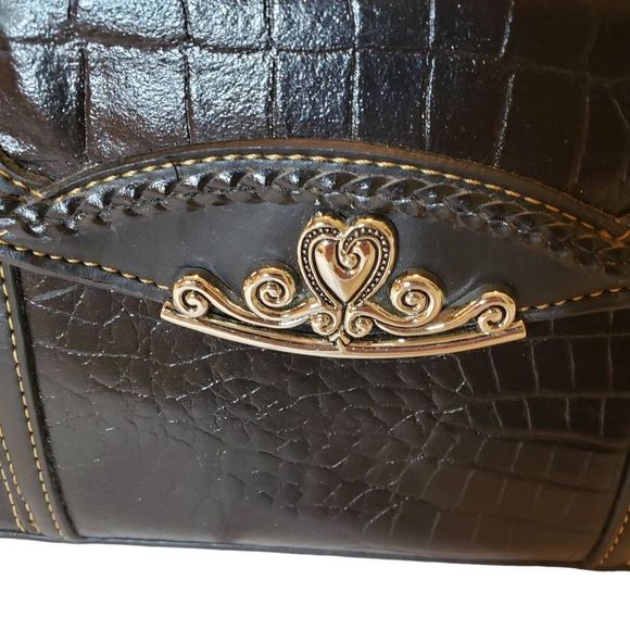 MC Western Style Embellished Satchel Top Handle Croc Embossed Style Leather Type - Picture 2 of 12